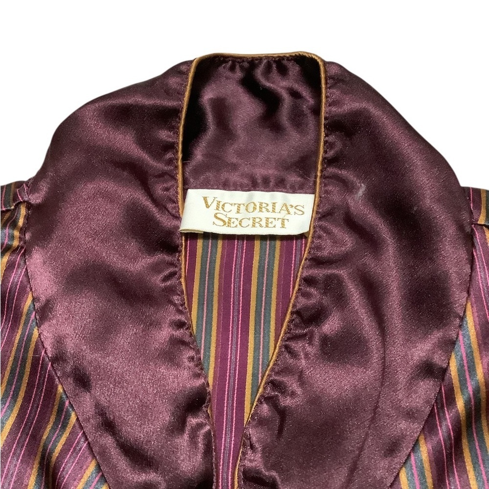 Vintage Victoria secret gold label Elegant Striped sleep shirt Shirt - Picture 3 of 3